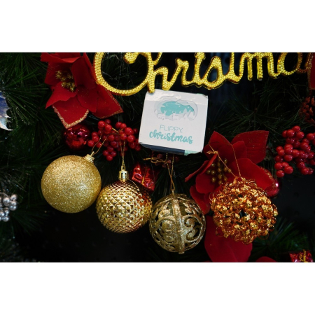 Set de 28 ornamente de brad, Flippy, de tip Glob, Cupru/ Auriu, din polistiren, cu finisaj sclipitor , cutie  18  cm adancime x 22  cm inaltime x 18  cm lungime) [9]