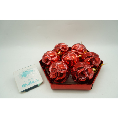 Set de 28 ornamente de brad, Flippy, de tip Glob, Rosu, din polistiren, cu finisaj sclipitor , cutie  18  cm adancime x 22  cm inaltime x 18  cm lungime) [3]