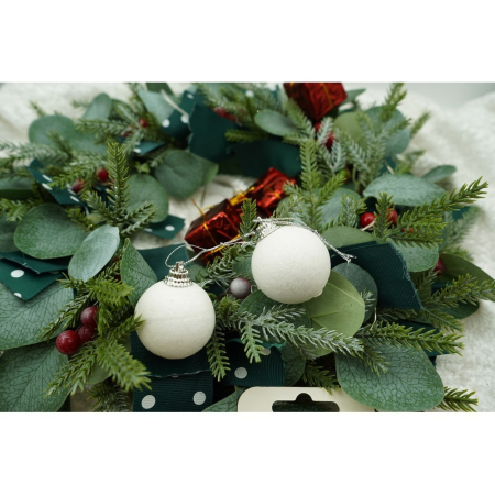 Set de 35 ornamente de brad, Flippy, de tip Glob, Alb/ Rosu, din polistiren, cu finisaj sclipitor , cutie  11  cm adancime x 19  cm inaltime x 11  cm lungime) [7]