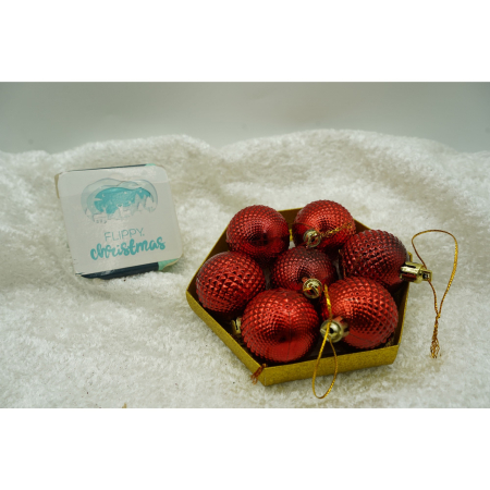 Set de 35 ornamente de brad, Flippy, de tip Glob, Rosu/ Auriu, din polistiren, cu finisaj sclipitor , cutie  11  cm adancime x 19  cm inaltime x 11  cm lungime) [2]