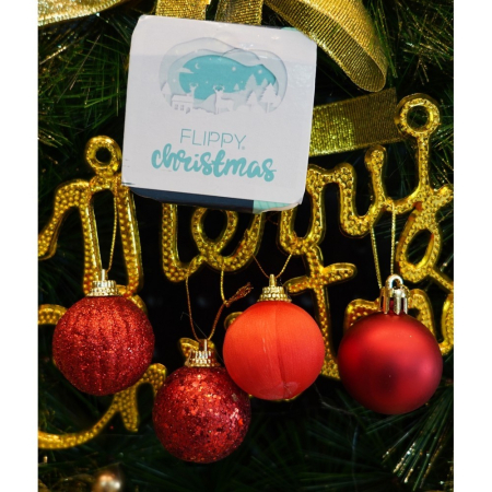 Set de 35 ornamente de brad, Flippy, de tip Glob, Rosu, din polistiren, cu finisaj sclipitor , cutie  11  cm adancime x 19  cm inaltime x 11  cm lungime) [8]