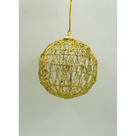 Set de 4 ornamente de brad, Flippy, de tip Glob, Auriu, cu ø de 8 cm, din metal, cu finisaj sclipitor , cutie  8  cm adancime x 32  cm lungime x 8  cm inaltime [7]