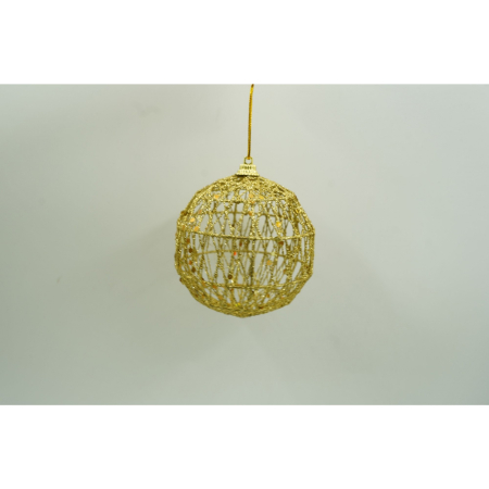 Set de 4 ornamente de brad, Flippy, de tip Glob, Auriu, cu ø de 8 cm, din metal, cu finisaj sclipitor , cutie  8  cm adancime x 32  cm lungime x 8  cm inaltime [2]