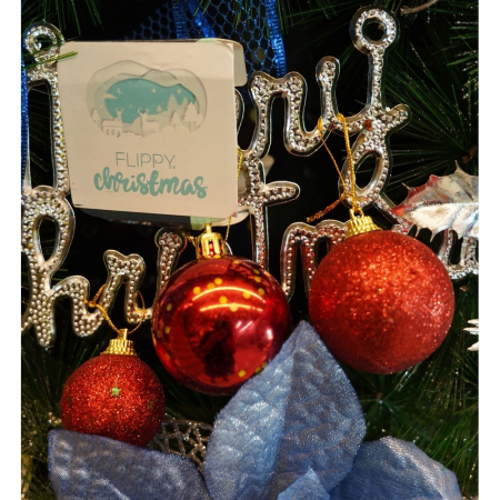 Set de 45 ornamente de brad, Flippy, de tip Glob, , din polistiren, cu finisaj sclipitor , cutie  8  cm adancime x 24  cm lungime x 16  cm inaltime [7]