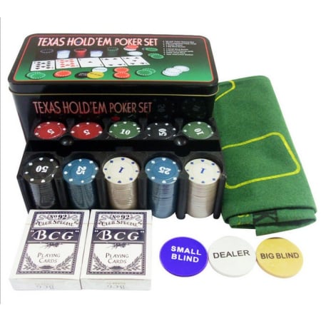 Set de Poker Complex cu 200 de jetoane Flippy, Include 2 seturi de carti, Texas Hold`em set, portabil, cutie depozitare [9]