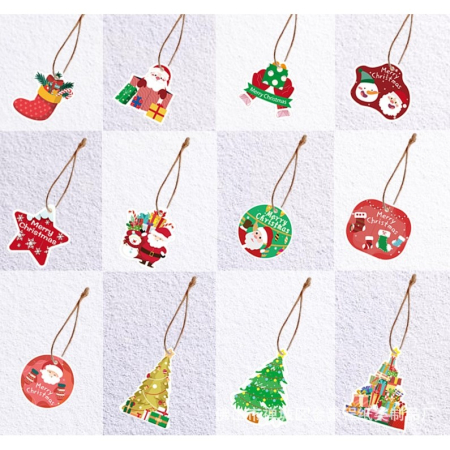 Set Decoratiuni de Craciun pentru Brad, Flippy, Modele Variate, Sfoara Inclusa, 12 Piese, 6 x 7 cm, Model B, Multicolor [2]