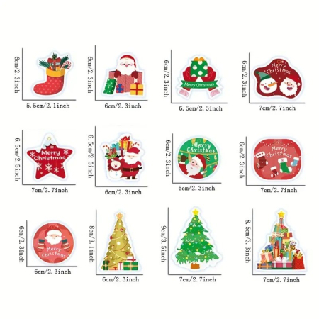 Craciun - Set Decoratiuni de Craciun pentru Brad, Flippy, Modele Variate, Sfoara Inclusa, 12 Piese, 6 x 7 cm, Model B, Multicolor