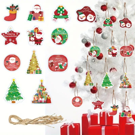 Set Decoratiuni de Craciun pentru Brad, Flippy, Modele Variate, Sfoara Inclusa, 12 Piese, 6 x 7 cm, Model B, Multicolor [1]