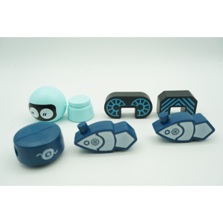 Set inteligent de blocuri magnetice pentru copii, 7 piese, cutie depozitare, robotel, albastru [4]