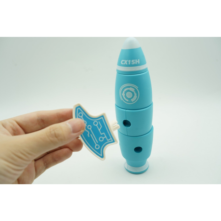 Set inteligent de blocuri magnetice pentru copii, 8 piese, cutie depozitare, racheta, albastru [7]