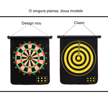 Set Joc Darts Flippy, Doua Fete pentru Joc, 6 Sageti Incluse, Magnetic, Dimensiuni 37 x 40 cm, Design clasic, Multicolor [4]