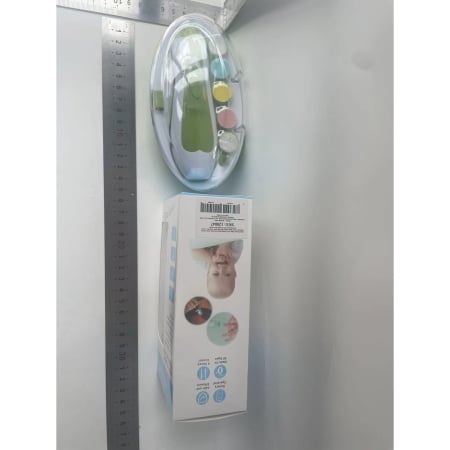 Set Pila Electrica pentru Copii si Bebelusi, Flippy, ABS, 6 Accesorii, cu Lumina LED, Verde Alb [1]