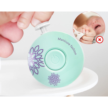 Set Pila Electrica pentru Copii si Bebelusi, Flippy, ABS, Incarcare USB, Model cu Flori, 6 Accesorii, cu Lumina LED, Verde [3]