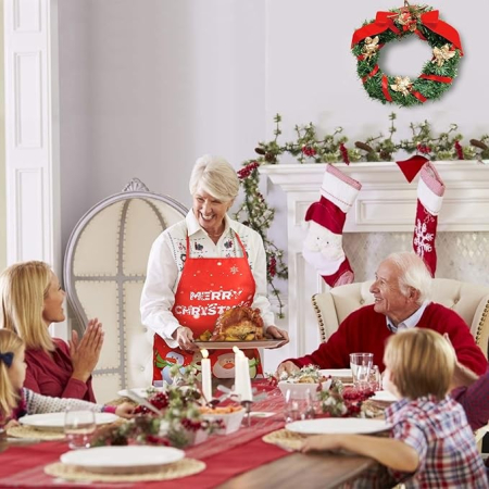 Sort de Bucatarie Decorativ, Flippy, Tema Craciun, 50 x 70 cm, Model Merry Christmas, din Poliester, Rosu [3]