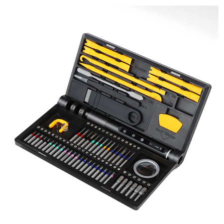 Accesorii Auto - Surubelnita Profesionala Electrica, Flippy, Multifunctionala, Reincarcabila USB, Luminare LED, Kit 71 in 1, Set Complet cu Biti Torx, Phillips, Hex, Pentalobe, 21.4 x 12.4 cm, Negru