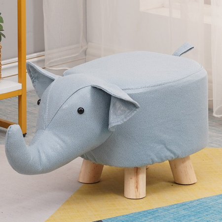 Diverse casa - Taburet pentru Copii, Flippy, Scaun Tip Taburet, Model Elefant, din Lemn Masiv, Scaun pentru Copii, 30 x 25 x 25 cm, Albastru deschis