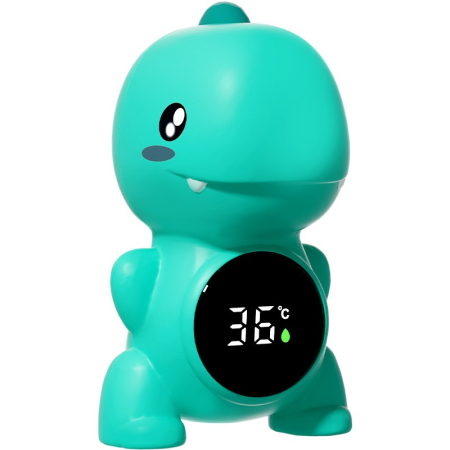 Termometre copii - Termometru Electronic LED pentru Baie, Plutitor, Rezistent la apă, IPX7, Multifunctional, 3 Trepte de Temperatura, Model Dinozaur, 12x7cm, Verde
