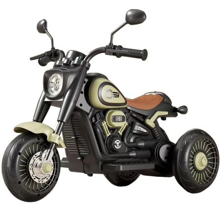 Masinute, Triciclete si Masinute Electrice - Tricicleta Electrica pentru Copii, Flippy, Tricicleta DUAL-DRIVE 380*2 Baterie 6V 4.5, Bluetooth, Sistem Anti-Rasturnare, Sistem de Lumini si Sunet, 5+ Ani, 80 x 60 x 42 cm, Verde Negru