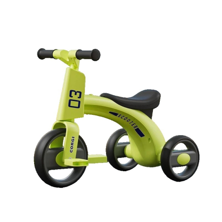 Masinute, Triciclete si Masinute Electrice - Tricicleta pentru Copii, Flippy, Exercitiu de Echilibru, pentru 1-6 Ani, Functie de Lumini si Sunete, cu Pedale, din Plastic, Roti Gonflabile, Greutate Portanta 60 kg, 57 x 36 x 47 cm, Verde