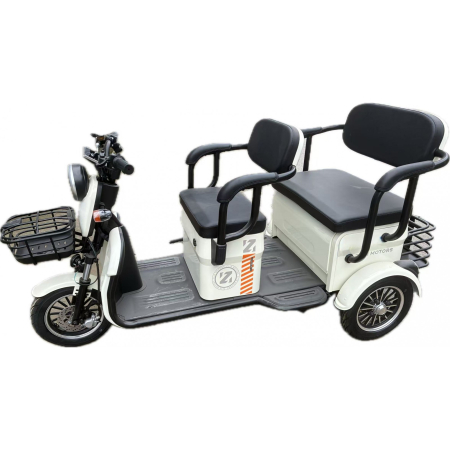 Triciclu Electric V6, Saige, Fara Permis, cu Doua Locuri, Motor 1800W, Baterie 72V24Ah, Autonomie 60km, 220x88x105 cm, Viteza Maxima 25km/h, Alb [5]