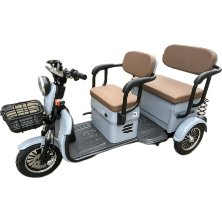 Triciclu Electric V6, Saige, Fara Permis, cu Doua Locuri, Motor 1800W, Baterie 72V24Ah, Autonomie 60km, 220x88x105 cm, Viteza Maxima 25km/h, Gri [14]