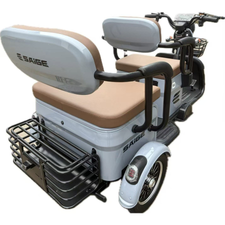 Triciclu Electric V6, Saige, Fara Permis, cu Doua Locuri, Motor 1800W, Baterie 72V24Ah, Autonomie 60km, 220x88x105 cm, Viteza Maxima 25km/h, Gri [13]
