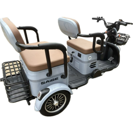 Triciclu Electric V6, Saige, Fara Permis, cu Doua Locuri, Motor 1800W, Baterie 72V24Ah, Autonomie 60km, 220x88x105 cm, Viteza Maxima 25km/h, Gri [9]