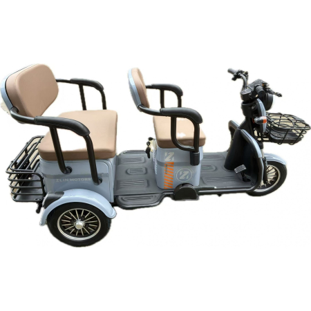 Triciclu Electric V6, Saige, Fara Permis, cu Doua Locuri, Motor 1800W, Baterie 72V24Ah, Autonomie 60km, 220x88x105 cm, Viteza Maxima 25km/h, Gri OldStyle [10]