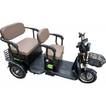 Triciclu Electric V6, Saige, Fara Permis, cu Doua Locuri, Motor 1800W, Baterie 72V24Ah, Autonomie 60km, 220x88x105 cm, Viteza Maxima 25km/h, Negru [9]