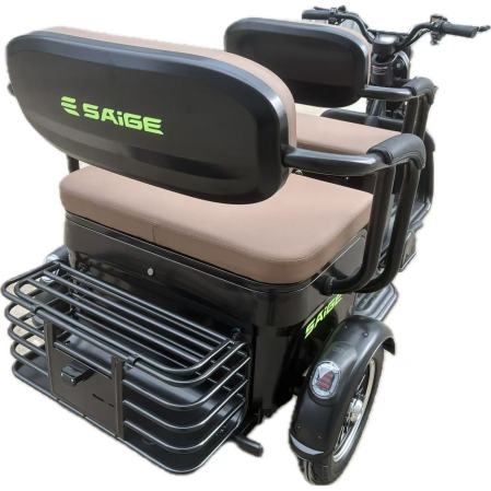 Triciclu Electric V6, Saige, Fara Permis, cu Doua Locuri, Motor 1800W, Baterie 72V24Ah, Autonomie 60km, 220x88x105 cm, Viteza Maxima 25km/h, Negru [11]