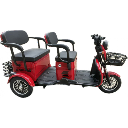 Triciclu Electric V6, Saige, Fara Permis, cu Doua Locuri, Motor 1800W, Baterie 72V24Ah, Autonomie 60km, 220x88x105 cm, Viteza Maxima 25km/h, Rosu [5]