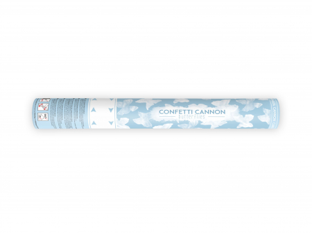 Confetti - Tun de confetti cu fluturi, alb, 40cm