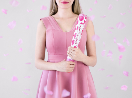 Tun de confetti cu petale de trandafiri, roz, 40cm [4]