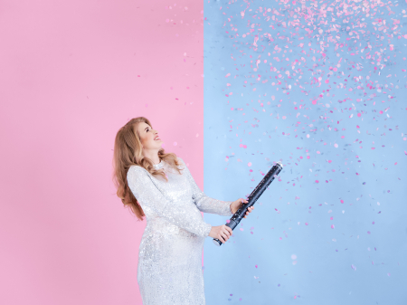 Tun de confetti pentru dezvăluirea genului copilului - Ready to Pop, roz, 60cm [2]