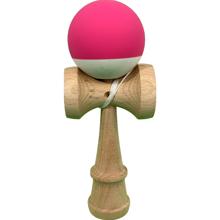 Kendama - Jucarie Interactiva Kendama Profesionala, Flippy, din Lemn, 18 x 7 x 6 cm, Joc de Indemanare pentru Copii si Adulti, Bicolor Roz inchis Alb