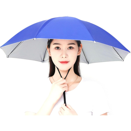 Pelerine, Umbrele si Accesorii - Umbrela de Cap , Diametru 69 cm, Snur Reglabil de Cap, Protectie UV/Ploaie, Albastru Inchis