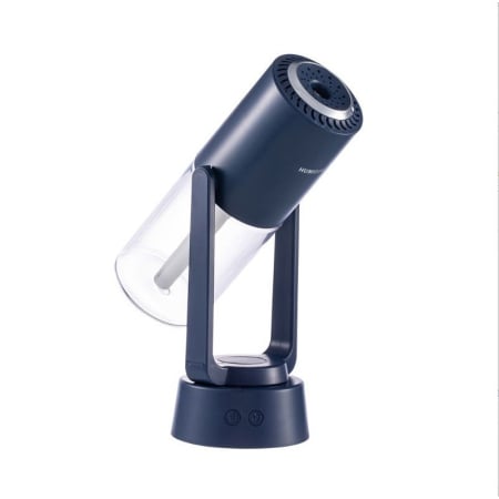 Incalzire si climatizare - Umidificator si Purificator aer ultrasonic portabil, rezervor 200ml, cu ioni negativi, LED 7 culori, rotatie 360 grade, Albastru