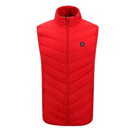 Incalzire si climatizare - Vesta cu Incalzire, Flippy, Unisex, 2 Zone de Incalzire, Umplutura Bumbac, 3 Trepte de Temperatura, Incarcare USB, Rosu, 58 - 65 kg, Marime XL