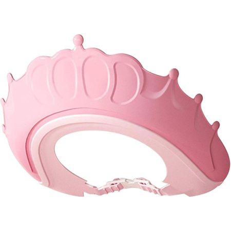 Articole pentru baie - Viziera de Protectie Baie Pentru Copii, Fippy, Model Coronita, Dimensiune ajustabila, Durabil, Usor de curatat, Impotriva Samponului, pentru Ochi si Urechi, TPE+PP, 24x22 cm, Roz