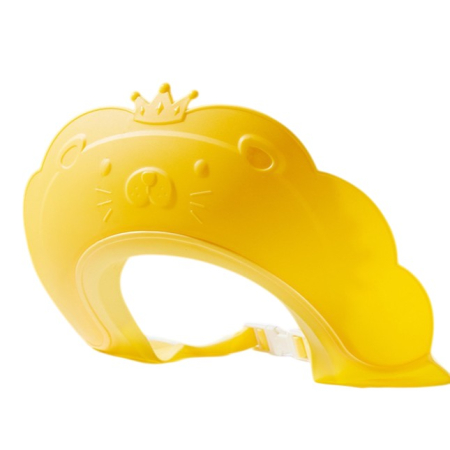 Articole pentru baie - Viziera de Protectie Baie Pentru Copii, Fippy, Model Coronita Leu, Dimensiune ajustabila, Durabil, Usor de curatat, Impotriva Samponului, pentru Ochi si Urechi, TPE+PP, 21x20.5 cm, Galben