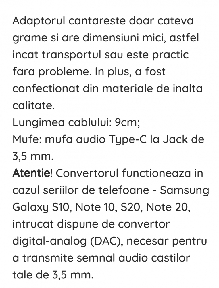 Adaptor cablu audio - tip C la mufă de 3,5 mm, convertor cip DAC [3]
