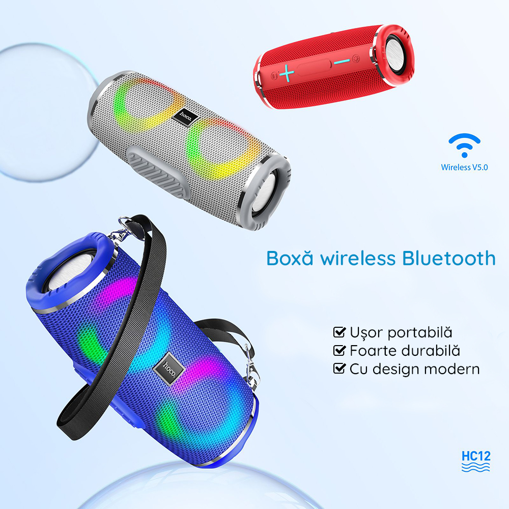 Boxa Bluetooth 5.0 Hoco - Sports (HC12) - Shoulder Strap, 10W - Camouflage Green [5]