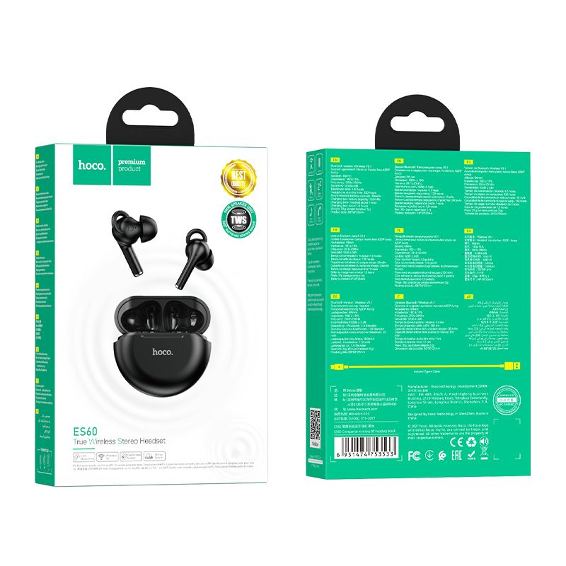 Căști wireless HOCO stereo Conqueror TWS ES60 negru [2]