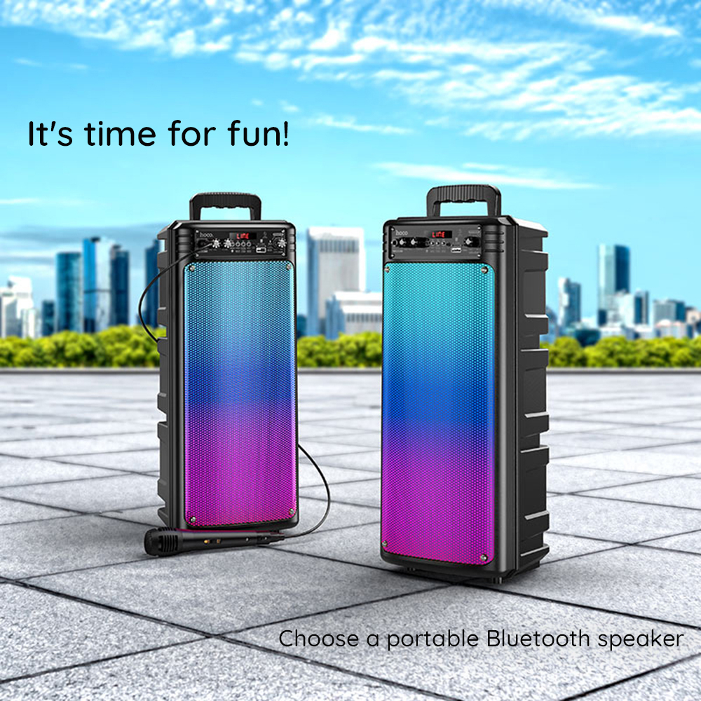 Hoco - Boxa Bluetooth Billowing (BS52) - Bluetooth 5.0, TWS, FM, USB, Card TF, AUX, cu microfon și lumini RGB - Negru. [4]