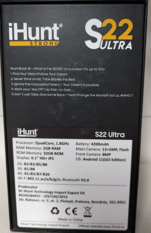 Telefon mobil iHunt S22 Ultra, Dual SIM, 32GB, 2GB RAM, 4G, Black [1]