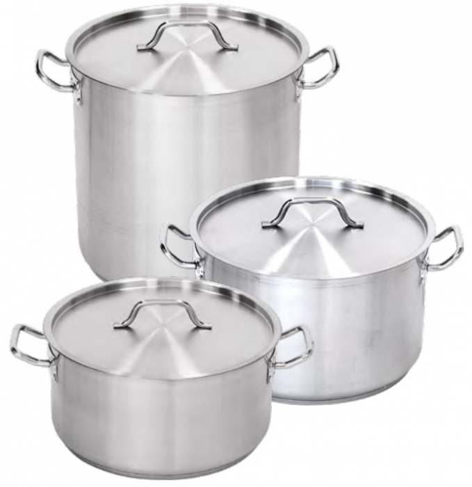 Cratiță profesională inaltă din inox cu capac, 50.3L [2]