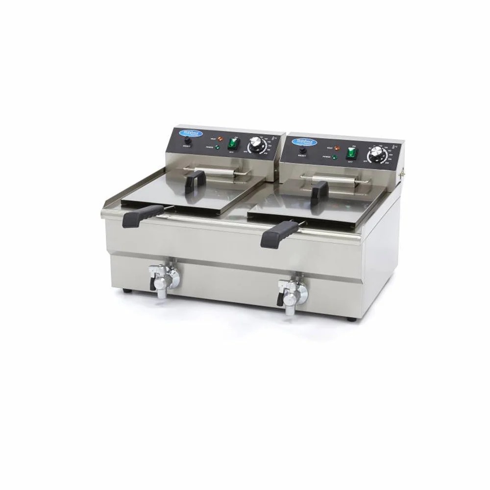 Friteuză Electrică cu Robinet 10+10 L, 2 x 3000 W [6]