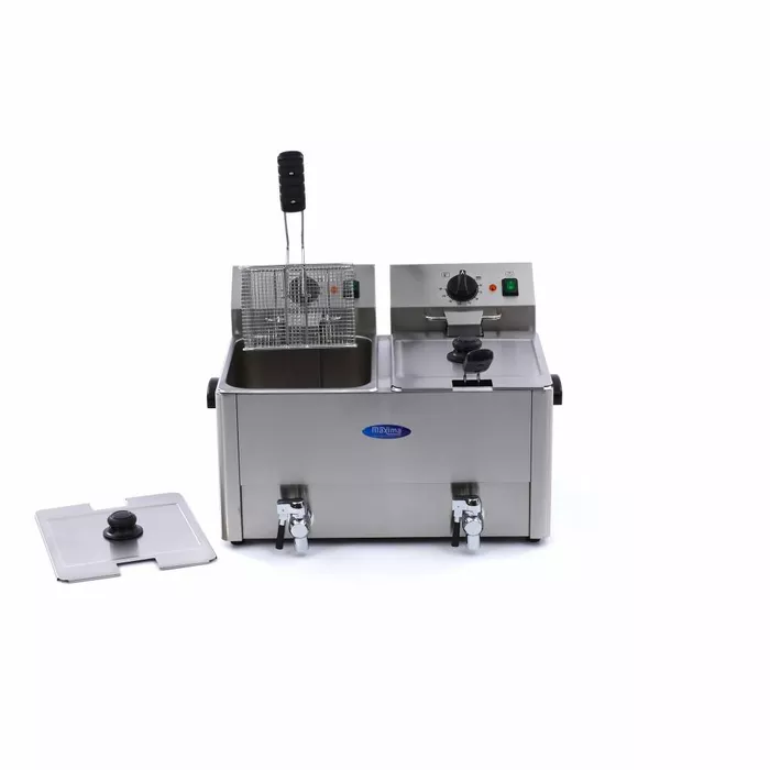 Friteuză Electrică cu Robinet 8+8 L, 2 x 3250 W [2]