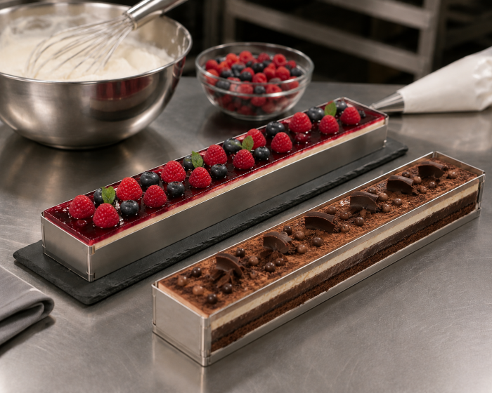 Tava cofetarie din inox cu o margine detasabila 580x100x20 mm [2]