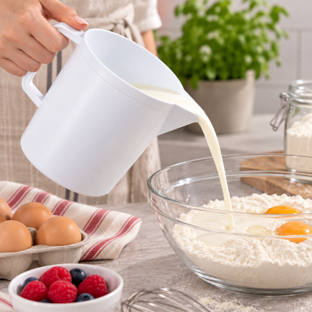 Totul pentru Cofetarie, Patiserie,Pizza - Cana gradata cu maner inchis alba- 3 L